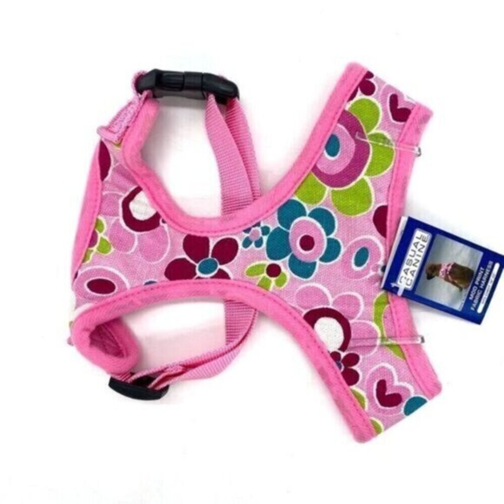 Dog Harness Casual Canine Pink Floral Mod Print Medium New